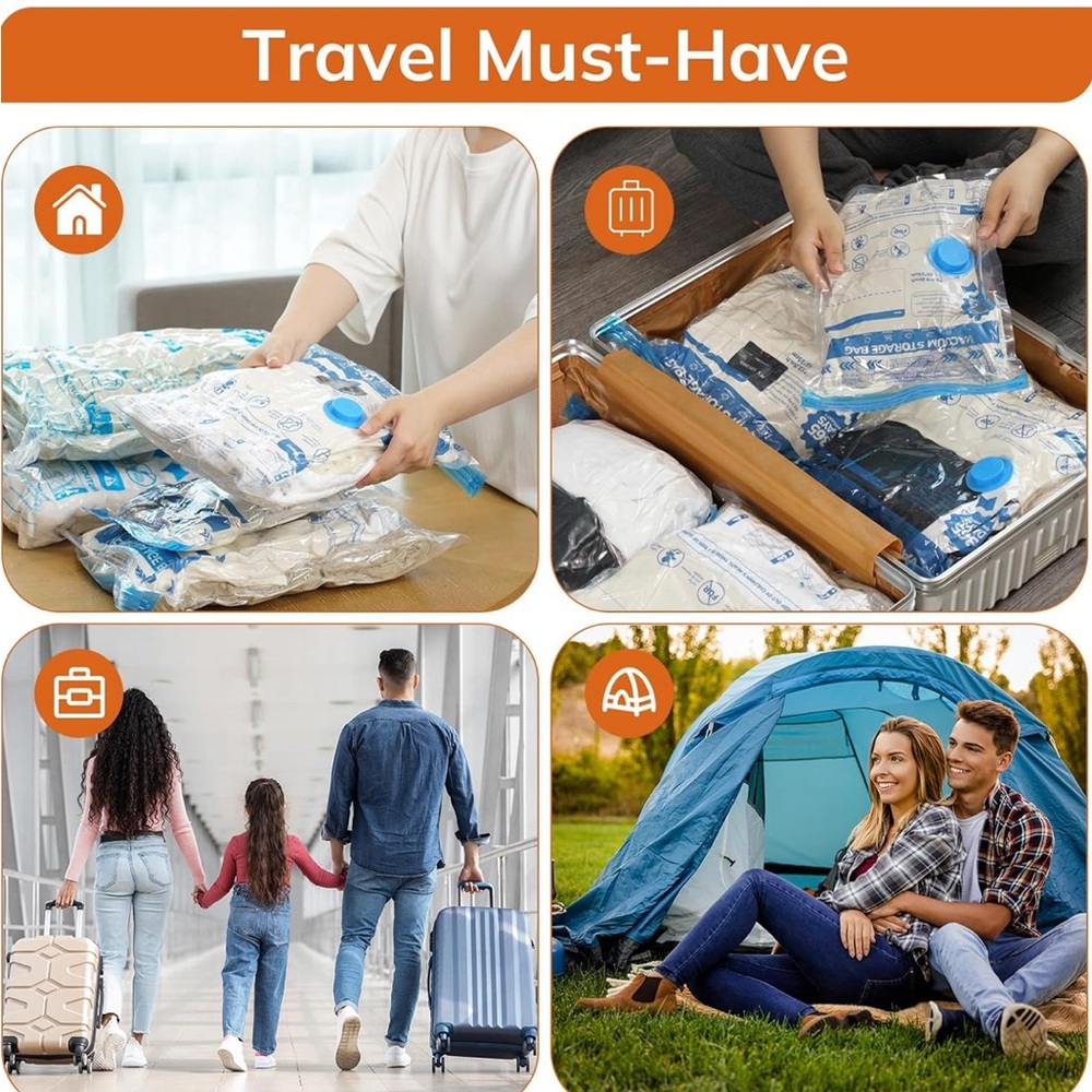 Vacuum Storage Bags - Blue and White travel bags